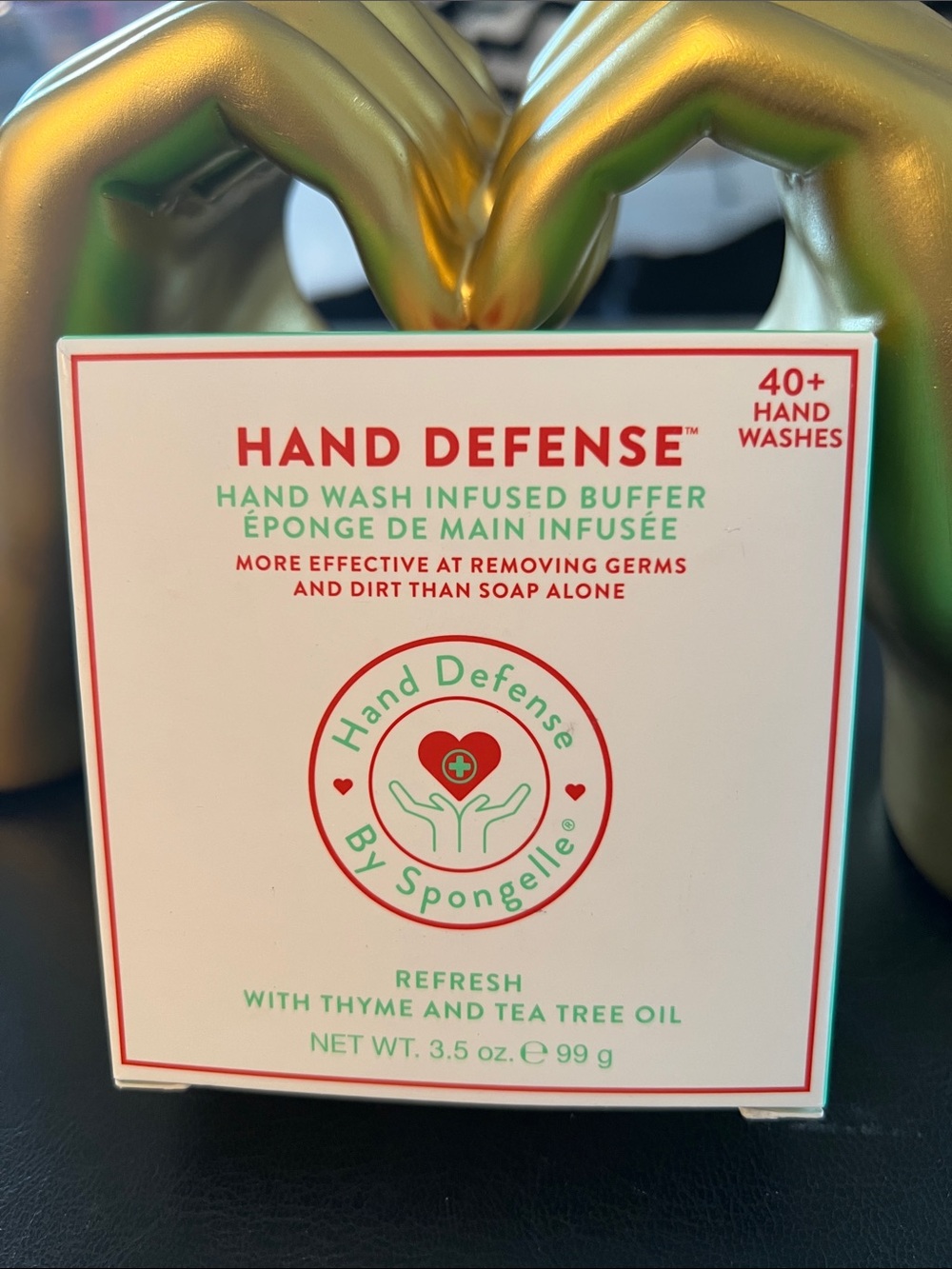 Spongelle NIB Hand Defense Hand Wash Infused Buffer - White & Red Packaging